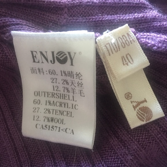 Purple Open Front Knit Long Sleeve Cardigan - Picture 3 of 3